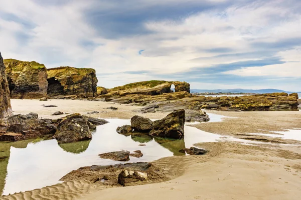 Strand Der Kathedralen Playa Las Catedrales Ribadeo Provinz Lugo Galicien — Stockfoto