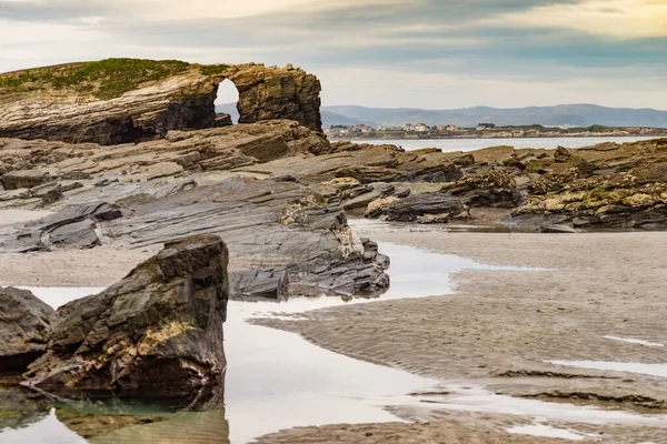 Strand Cathedrals Playa Las Catedrales Ribadeo Provinsen Lugo Galicien Klippformationer — Stockfoto