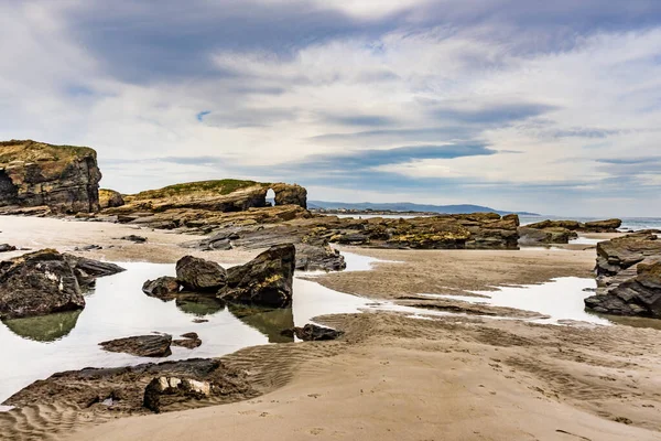 Formazioni Scogliere Sulla Spiaggia Della Cattedrale Galizia Spagna Playa Las — Foto Stock