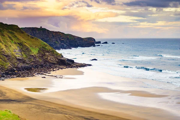 Stranden Carniciega Asturiens Kust Höstens Kustlandskap Norra Spanien — Stockfoto