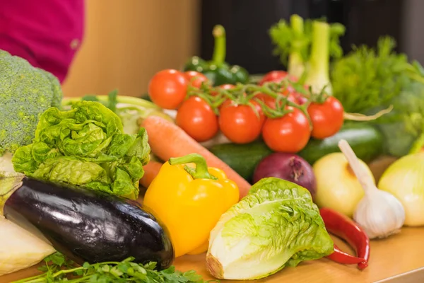 Veel Gezonde Kleurrijke Groenten Achtergrond Dieet Vegetarisch Vers Voedsel Natuurlijke — Stockfoto