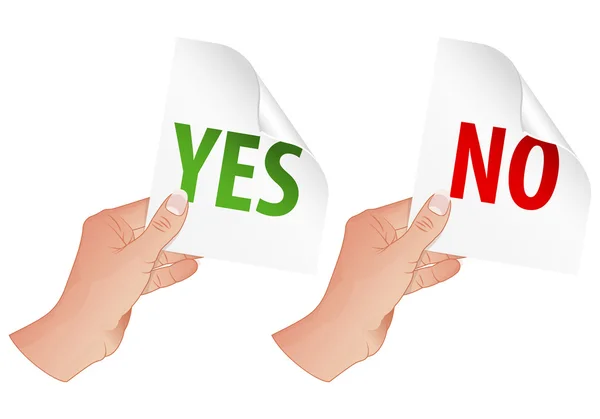 Hand with Yes and No Signs — Stock Vector