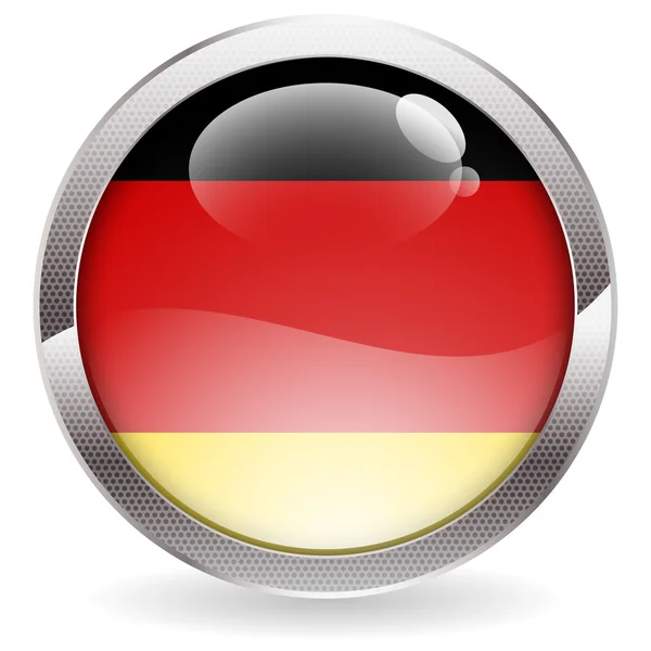 Botón de brillo con bandera alemana — Vector de stock