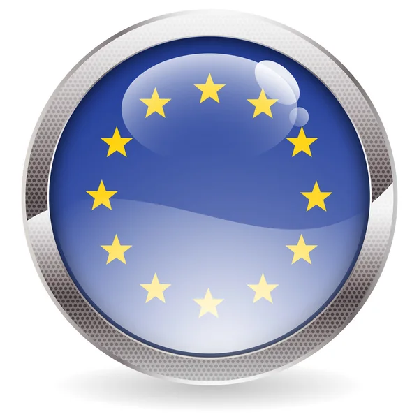 Glans knop met eu-vlag — Stockvector