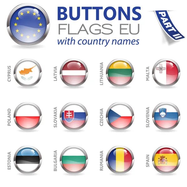 Boutons avec drapeaux de l'UE — Image vectorielle