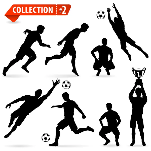 Silhouettes Joueurs de football — Image vectorielle