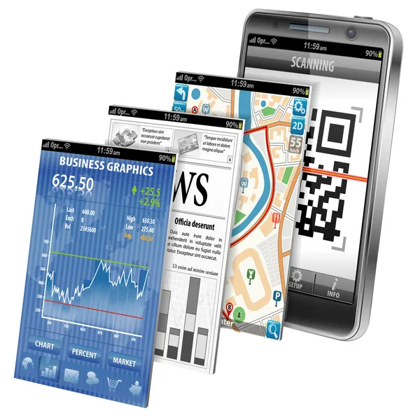 Concepto - Aplicaciones Smartphone — Archivo Imágenes Vectoriales