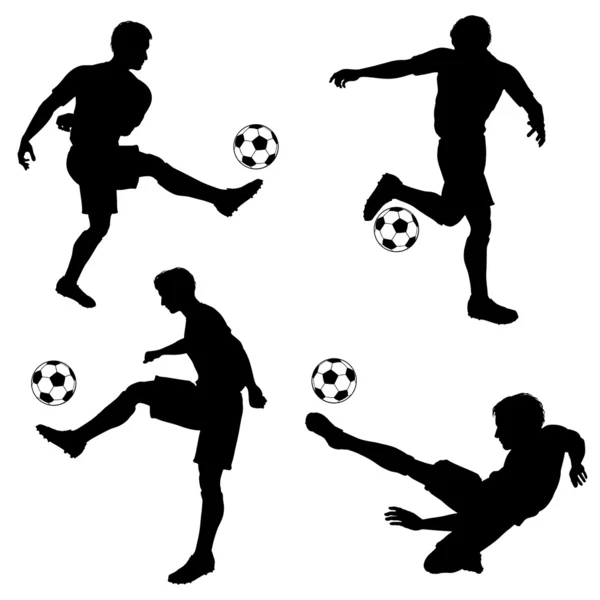 Silhouetten voetballers — Stockvector