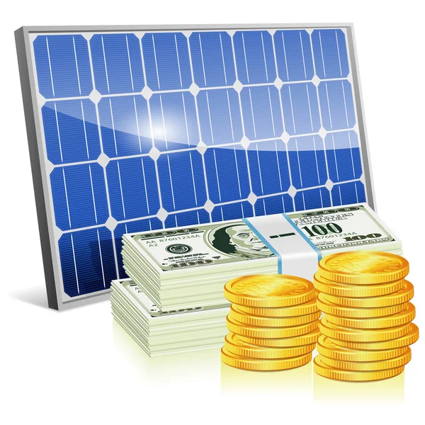 Panneau solaire avec argent — Image vectorielle