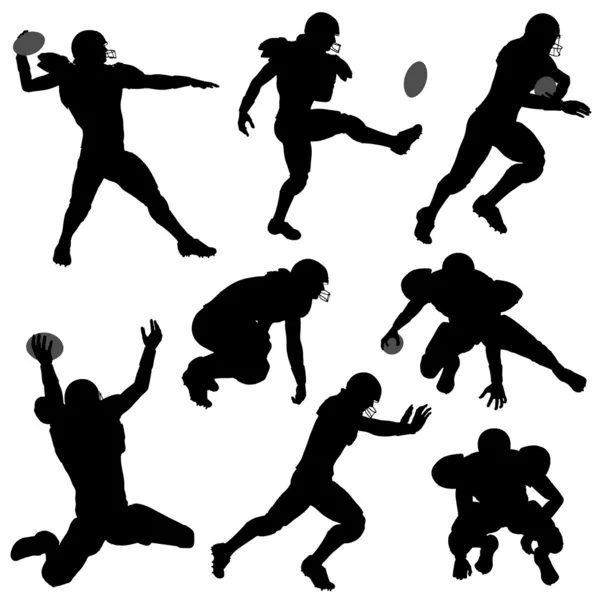 Silhouettes American Football Players — Stock Vector