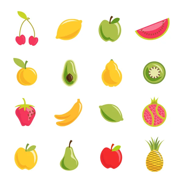 Set de iconos de vectores de frutas — Vector de stock