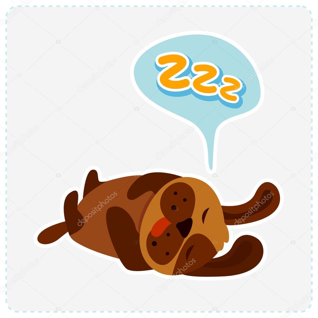 Cute cartoon dog is sleeping