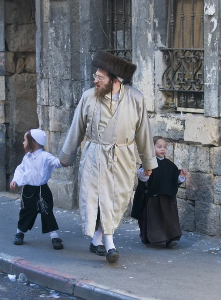 Purim en Mea Shearim — Foto de Stock