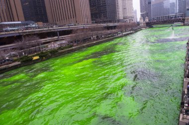 yeşil boyalı Chicago Nehri