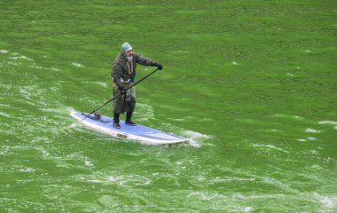 yeşil boyalı Chicago Nehri