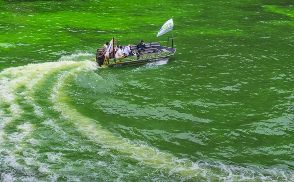 Chicago Fluss grün gefärbt — Stockfoto