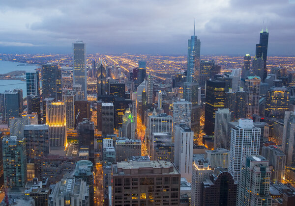 The Chicago skyline seen from hancock tower