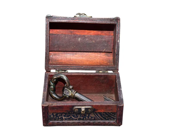 Small old trunk with the key — Stock Photo, Image
