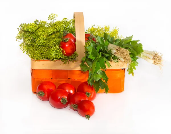 Composition with tomatoes and herbs — Stock Photo, Image