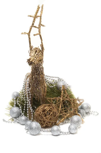 Рождественские олени и шары — стоковое фото