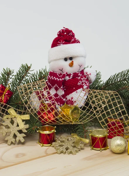 Bonecos de neve e brinquedos . — Fotografia de Stock