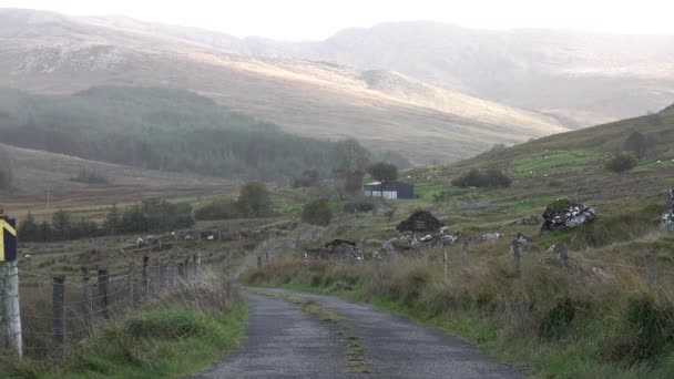 Calendário da chuva que chega às Montanhas Bluestack entre Glenties e Ballybofey no Condado de Donegal - Irlanda — Vídeo de Stock