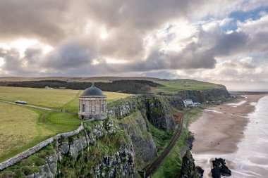 Aerial view of Downhill at the Mussenden Temple in County Londonderry in Northern Ireland clipart
