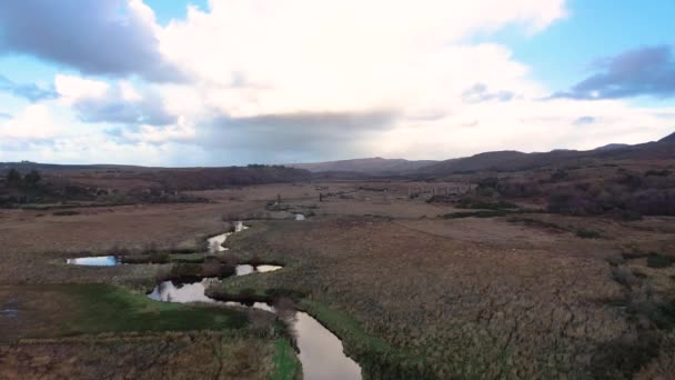 Luchtfoto van het Owencarrow Railway Viaduct door Creeslough in county Donegal - Ierland — Stockvideo