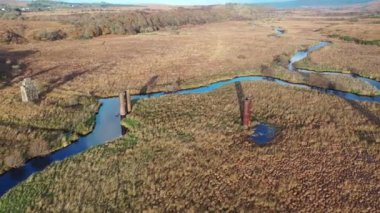 Creeslough in County Donegal - İrlanda 'dan Owencarrow Demiryolu Viaduct' unun hava manzarası