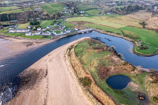 Aerial view of the village Inver in County Donegal - Ireland. — Stock Photo, Image