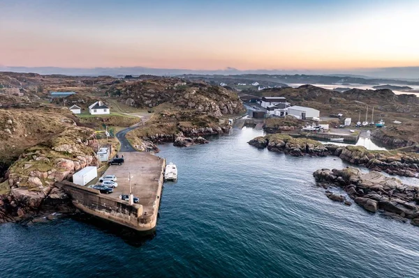 Aerial view of the Kincasslagh harbour in County Donegal - Ireland — Stock Photo, Image