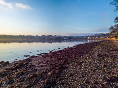 Culmore Point, Derry, Londonderry 'deki Foyle Nehri kıyısında güzel bir akşam.