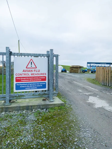 Ballyshannon, hrabství Donegal, Irsko: signalizace varování před ptačí chřipkou — Stock fotografie