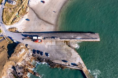 Aerial view of Portnablagh Pier, County Donegal, Ireland