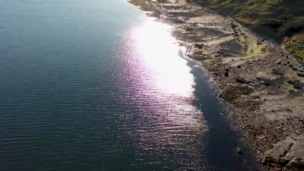 Aerial view of the amazing rocky coast at Ballyederland by Dunkineely in County Donegal - Ireland — Stockvideo