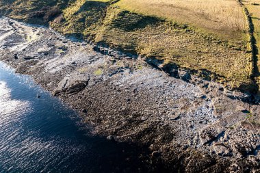 Ballyederland 'daki muhteşem kayalık sahil manzarası County Donegal' deki St Johns Point - İrlanda.
