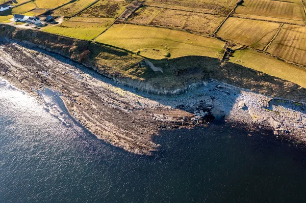 Aerial view of the Ballysaggart Ringfort at St Johns Point in County Donegal - Ireland. — Stock Photo, Image