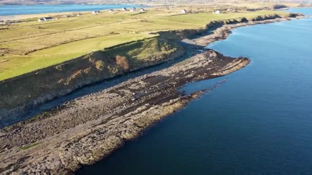 Aerial view of the Ballysaggart coast at St Johns Point in County Donegal - Ireland. — Video