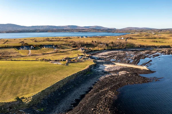 Aerial View Amazing Rocky Coast Ballyederland Pier Dunkineely County Donegal — Foto de Stock