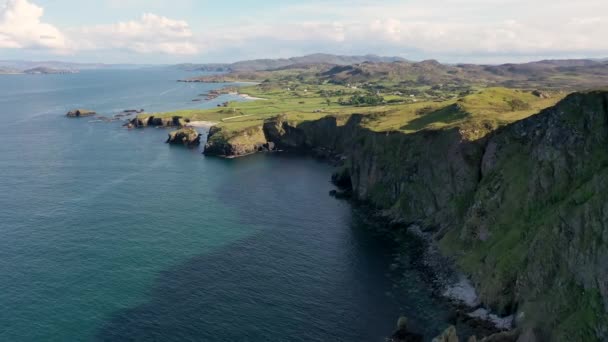 Büyük Pollet Deniz Kemerinin Havadan Görünüşü Fanad Yarımadası County Donegal — Stok video