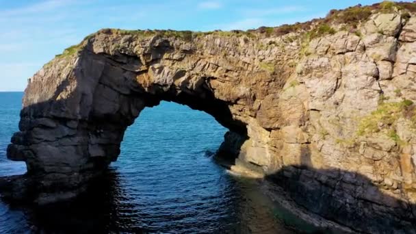 Aerial View Great Pollet Sea Arch Fanad Peninsula County Donegal — Stock Video