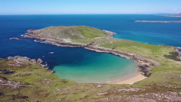 Letecký Pohled Hlavní Pláž Melmore Hrabství Donegal Irsko — Stock video