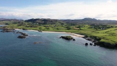 Aerial view of Doagh Beg by the Great Pollet Sea Arch, Fanad Peninsula, County Donegal, Ireland.