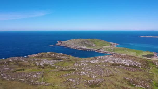 Letecký Pohled Hlavní Pláž Melmore Hrabství Donegal Irsko — Stock video