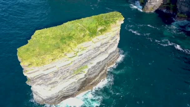 Vue Aérienne Bâton Mer Dun Briste Downpatrick Head Comté Mayo — Video