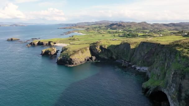 Aerial View Doagh Beg Great Pollet Sea Arch Fanad Peninsula — Stok video