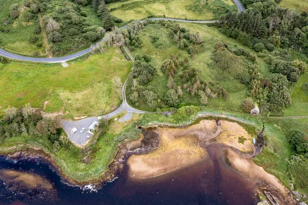 Aerial Mouth Fintragh River Fintra Beach Killybegs County Donegal Ireland — Fotografia de Stock