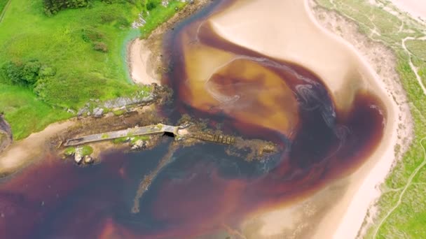 Aerial Mouth Fintragh River Fintra Beach Killybegs County Donegal Ireland — Video