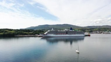 KILLYBEGS, IRELAND - JULY 22 2022: MS Arcadia is a cruise ship in the P and O Cruises fleet leaving after visiting Killybegs the first time.
