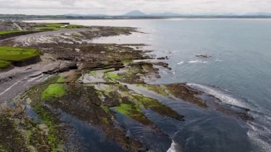 Aerial view of Storm beach by Carrowhubbuck North Carrownedin close to Inishcrone, Enniscrone in County Sligo, Ireland
